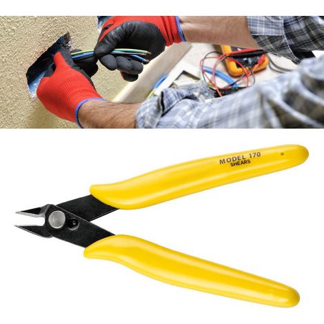 Mini pince électronique avec poignée en caoutchouc jaune, coupe-fil micro en acier au carbone résistant à l'usure pour la coupe (1/5)