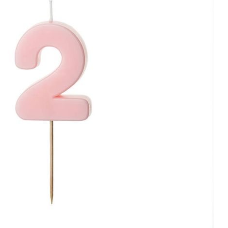 Candela di compleanno numero 2, rosa, 5,5 cm (1/3)