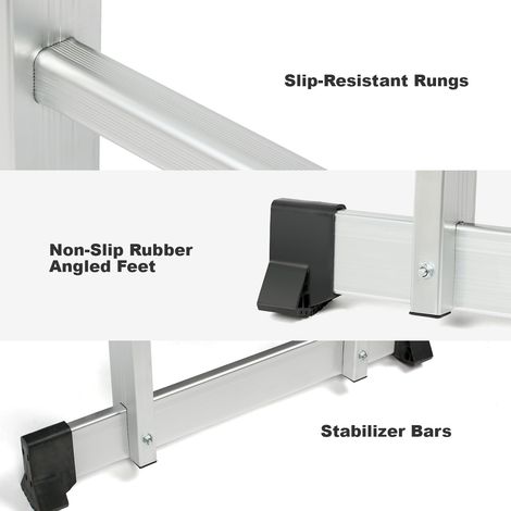 Todeco – Échelle télescopique 6 en 1 – Hauteur réglable 1,25 à 4,78 m – Charge maximale 150 kg – Alliage aluminium – Norme EN 131