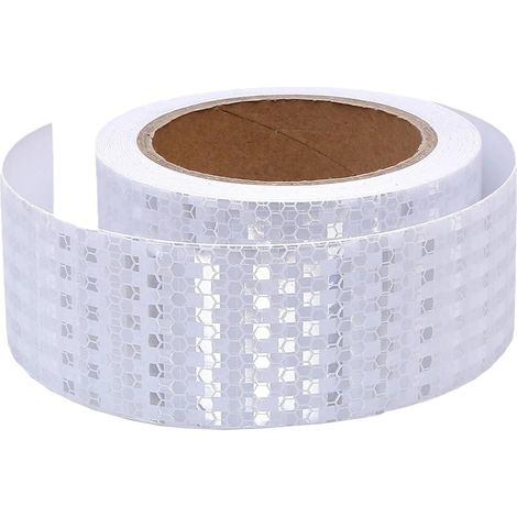 Réfléchissant Rouge Auto-Adhésif 10m x 5cm, Bande Réflectrice Imperméable, Ruban de Sécurité Haute Visibilité pour Véhicules, Vélos, Extérieur, Voitures - Ruban d'Avertissement Durable (Blanc) (1/5)