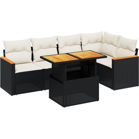 Maison Exclusive - 6-tlg. Garten-Sofagarnitur mit Kissen Schwarz (1/3)