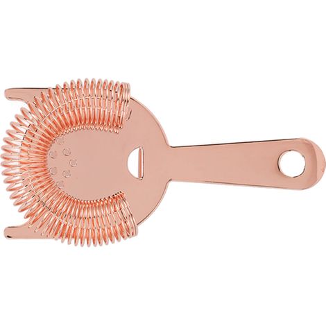 Passoire à cocktails de bar en acier inoxydable avec ressort métallique pour filtrer la glace - Outil de bar polyvalent pour les barmans amateurs - Or rose