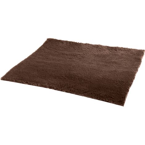 Ferplast PLAZA Tapis en fourrure écologique pour chiens et chats. Variante MEDIUM - Misure: 75 x 53 cm - Marron