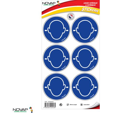 Planche 6 Stickers Ø 80mm - Port obligatoire des bouchons d'oreilles - 4240435
