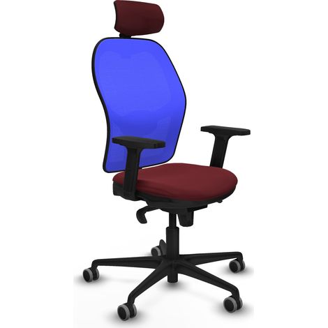 Jorquera sincro malla azul similpiel granate brazos 2D base nailon cabecero 2D ruedas 65mm engomada (1/5)