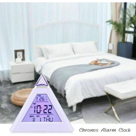 Réveil numérique LED avec changement de couleur, fonctionne sur piles, calendrier pour chambre d'enfant (1/5)