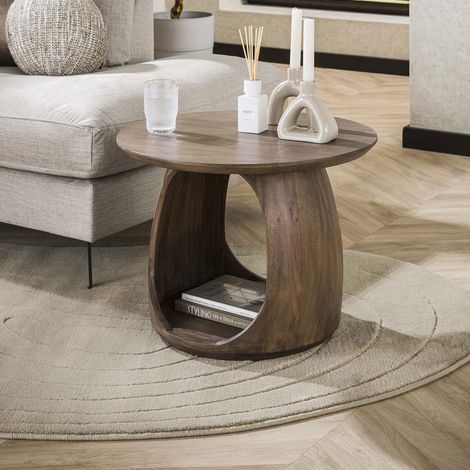 Table d'appoint avec niche 60x60x46 cm en acacia massif marron