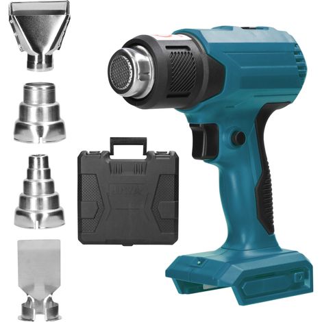 Appareil de chauffage à air chaud portatif sans fil, rechargeable au lithium, avec 4 buses et batterie Makita 18 V Température réglable Compatible avec les batteries au lithium Makita (1/5)