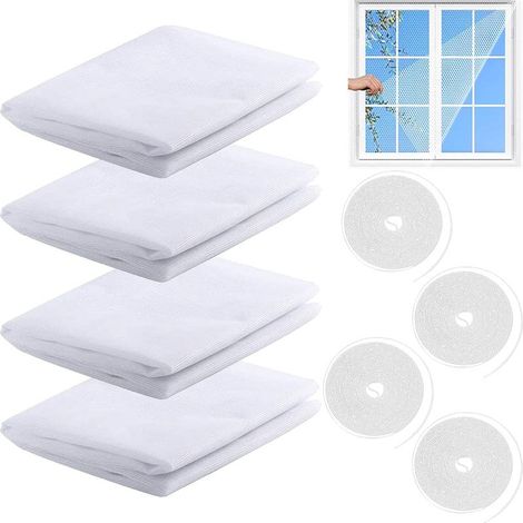 Fenster-Moskitonetz – 4 Stück – 130 cm hoch – Universaladapter für Schiebe- und Drehfenster (1/5)