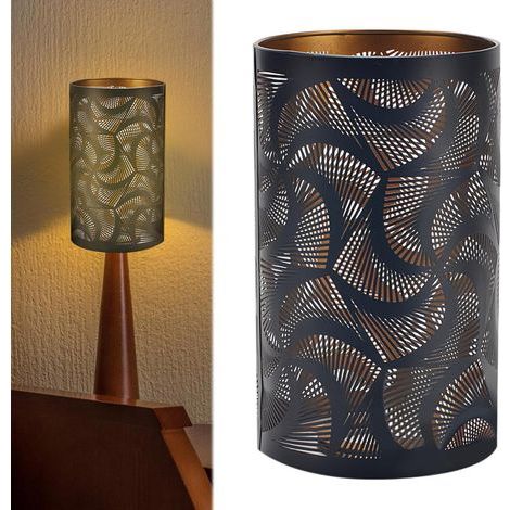 CCYKXA Metal lampshade, hollow lampshade for table lamp, cylindrical lampshade in hollow and sculpted metal, for floor lamp, table lamp - Black, 12 x 12 x 20 cm