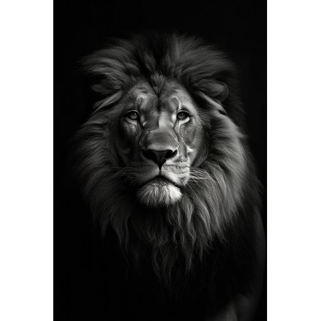 Tableau sur toile lion vertical 30x45 cm - Impression sur Toile Murale Décorative - Image imprimée en HD sur Toile - Toile sur Châssis en Bois FSC - Fabriqué en France