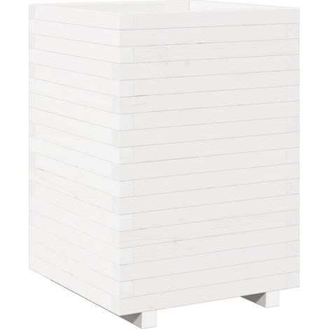 Vassoio per fioriera aiuola rialzata piante fiori terrazza giardino 50 x 50 x 72,5 cm legno di pino massiccio bianco 020037681