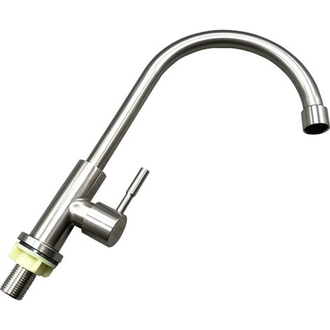 Grifo de cocina de acero inoxidable, solo agua fría, giratorio 360° (1/5)