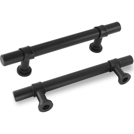 Set mit 10 schwarzen Küchenmöbelgriffen. Schwarze Griffe. Mittenabstand 96 mm. Küchentürgriff. Möbelgriff. Küchengriff. Schwarzer Möbelgriff. Schwarzer Schrankgriff (1/5)