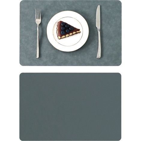 Sets de table en similicuir résistant à la chaleur, lot de 6, imperméables et lavables en PU, antidérapants et faciles à nettoyer, gris clair (1/5)