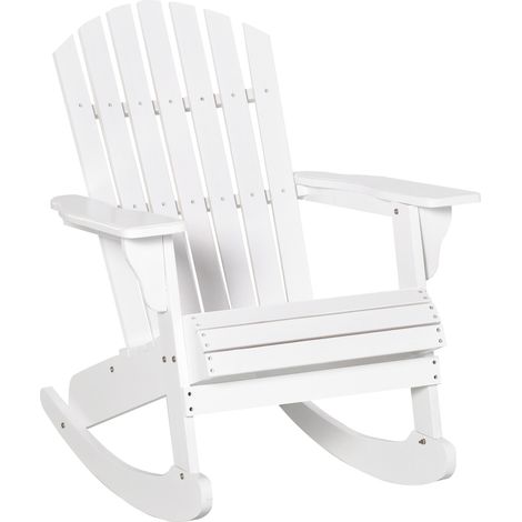 Fauteuil à bascule Adirondack en bois blanc 77 x 94 x 97 cm pour jardin et balcon (1/5)