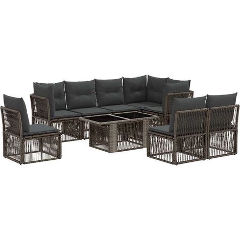 Gartensofa-set 9 stk. Grau Poly-Rattan vidaXL (1/5)