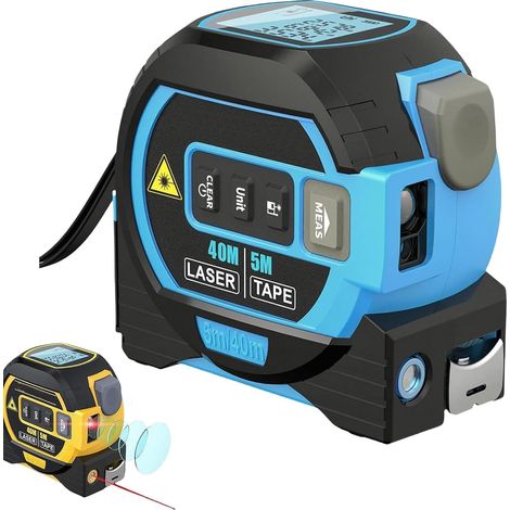 Mètre ruban rétractable, 60m, écran numérique, laser, 3-en-1 (1/5)