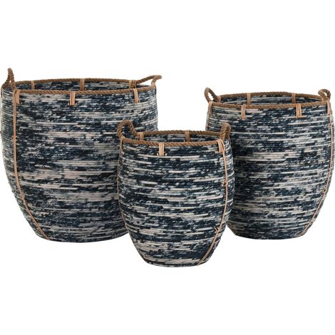 Panier élégant rotin noir et blanc pour intérieur chic - Noir et blanc en rotin tressé (1/4)