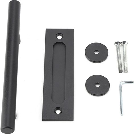 Poignée coulissante en acier carbone noir robuste pour porte de grange, tirage d'armoire en bois, quincaillerie de portail lourde.