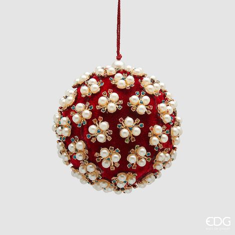 EDG Enzo De Gasperi Addobbo Palla di Natale Elizabeth D 10 Cm Red