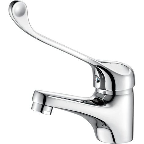 Robinet de lavabo à levier unique avec poignée, robinet de salle de bain, chrome, argent (1/4)