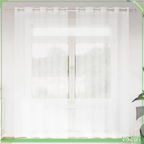 4107986 Rideau en Voile 2 pcs Blanc 260 x 140 cm Polyester (1/5)