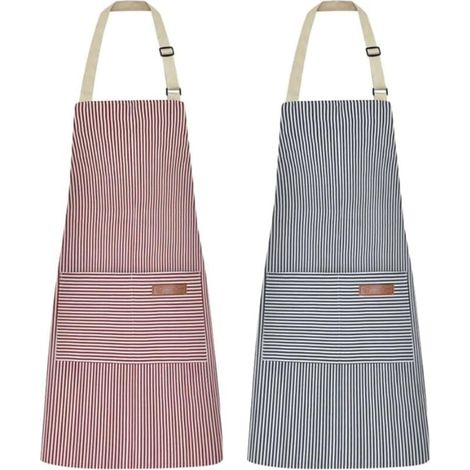 Tablier de cuisine avec bavette réglable tablier de chef doux avec doubles poches pour hommes et femmes (1/5)
