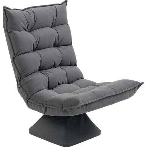 Fauteuil relax design pivotant 360° avec dossier réglable en lin gris chiné pour salon moderne et confortable (1/5)