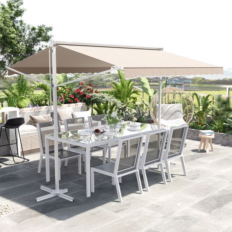 Store extérieur autoportant Outsunny 3x3m bras articulé manivelle beige