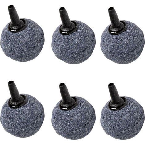 Pierre à Air pour Aquarium - Lot de 6 Pierres Sphériques en Fritté Haute Température - 50 mm (Embout Plastique) (1/3)