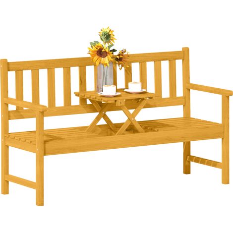 2-Sitzer Gartenbank Holz, wetterfest Sitzbank mit Rücken- & Armlehnen 320kg belast 149x56,5x89cm, Teak