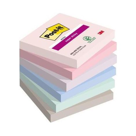 POST-IT Haftnotiz Post-it® Super Sticky Notes Soulful Collection 76 x 76 mm (B x H) rosaflamingopink flieder denimblau mint grau 90 Bl./Block 6 Block/Pack. (1/3)