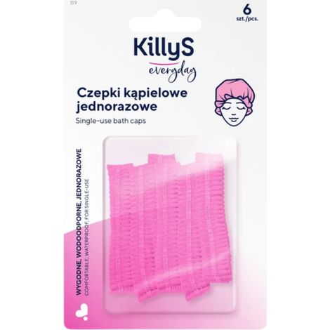 Gorros de ducha desechables KillyS Everyday, color rosa, paquete de 6 unidades (1/2)