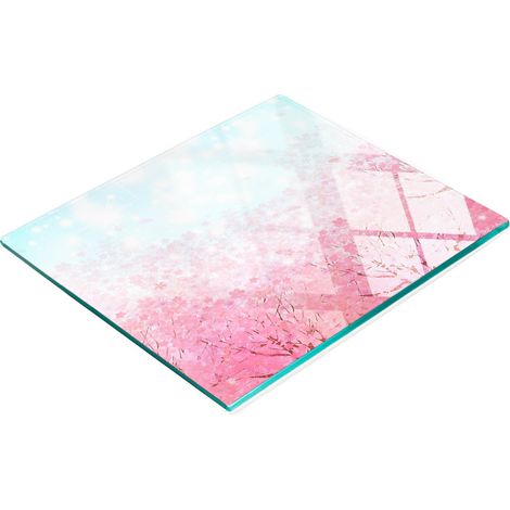 Tablero decorativo multifuncional de cristal para cocina con diseño de flores de cerezo, 60x52 cm. (1/5)
