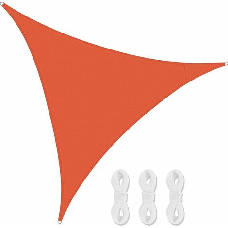 Voile d'ombrage triangulaire imperméable, voile d'ombrage en PEHD respirant résistant aux UV pour jardin, terrasse, camping, piscine avec 3 cordes (1/5)