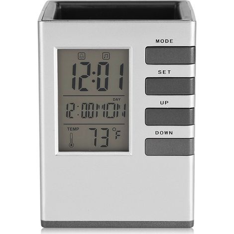 Multifunctional LED digital LCD screen, temperature display, alarm clock, pen holder, gift case (1/5)