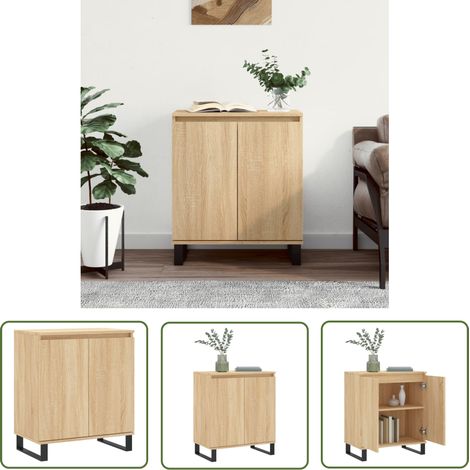 The Living Store Sideboard Sonoma-Eiche 60x35x70 cm Holzwerkstoff - Sideboard - Wohnzimmermöbel - Holzmöbel - Eichefarben - Kommode (1/5)