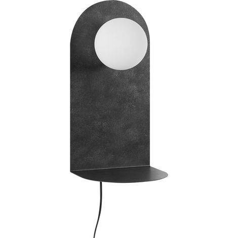 Lámpara de pared moderna aplique iluminación pantalla redonda metal acero base con interruptor encendido/apagado gris grafito Mapi