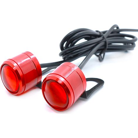 Lumière stroboscopique LED pour moto, alliage d'aluminium 12V 2W, Flash d'avertissement, lampe de freinage pour Modification rouge.