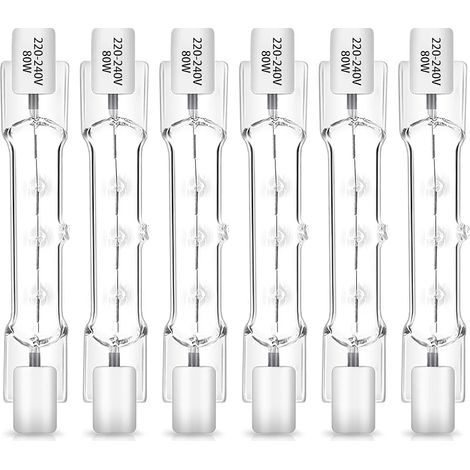 R7S Ampoule Halogène 78mm 80W, Dimmable,1400LM Blanc Chaud 2700K, AC 220-240V, R7s Linéaire Ampoule Projecteur en Tungstène J78, pour Spot de Travail, Pafonniers, Eclairage Paysage, Lot de 6 (1/5)