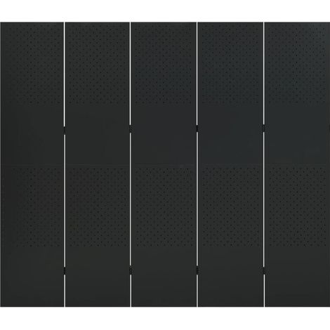Paravent Cloison de séparation 5 panneaux, Pour Jardin, Balcon, Terrasse Noir 200x180 cm Acier OIB8226E