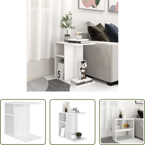 Table basse avec rangement -  Table d'appoint Blanc 50x30x50 cm Bois d’ingénierie (1/5)