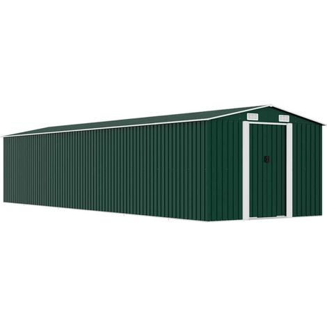 Gerätehaus Grün 257x779x181 cm Verzinkter Stahl vidaXL