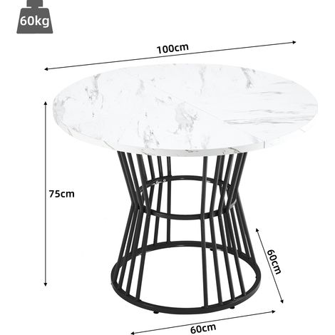 Ensemble repas 5 pièces, table ronde 100 cm et 4 chaises, table avec piètement métal noir et plateau MDF blanc, chaises en velours vert pour salle à manger. (1/5)