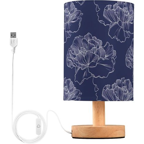 Carnation Lampe de table cylindrique Bleu marine Veilleuse pour (1/5)