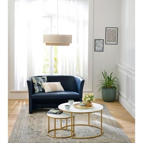 Canapé Premium 2 places - Simili cuir bleu - Maxiburo