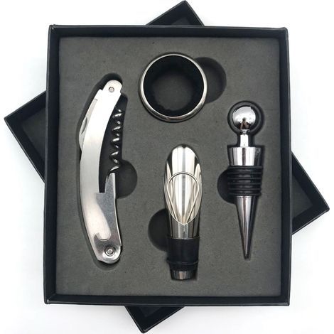 Elegant and refined black stainless steel corkscrew set, ideal for home, bar or restaurant use. - AquaForge (1/5)