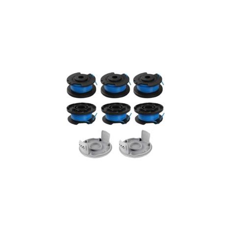 Set mit 6 Ersatz-Trimmerfadenspulen für Ryobi One+ RAC124 AC14RL3A OLT1823 OLT1832 18V 24V 40V Rasentrimmer, 6 Trimmerfadenspulen, 2 Endkappen, 3,4 m, 1,65 mm Durchmesser - Crezuo