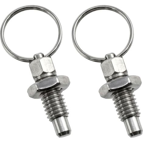 Lot de 2 poussoirs à ressort avec anneau de traction, goupille de sécurité en acier inoxydable, boulons de verrouillage rétractables pour installations industrielles (M6) (1/5)